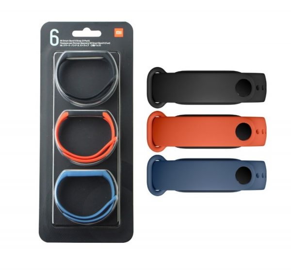 Ремешок Mi Smart Band 6 Strap (3 pack) Black/Orange/Blue (BHR5134GL)