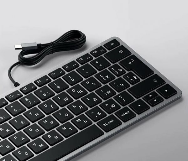 Клавиатура Satechi Slim W1 USB-C Wired Keyboard-RU. Раскладка - русская. Цвет - серый космос