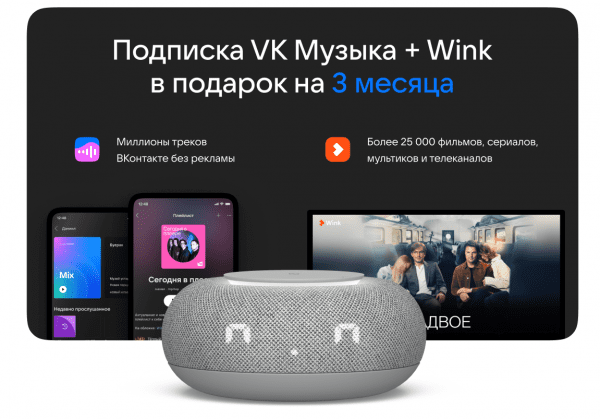 Умная колонка VK Капсула Мини с голосовым помощником Марусей, MRC02PK, терракотовая