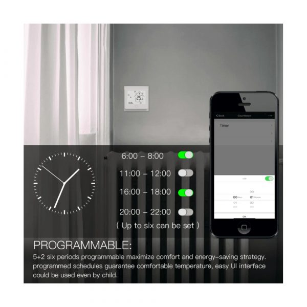 Умный терморегулятор для теплого пола MOES WiFi Smart Thermostat WHT-002-GB — изображение 9