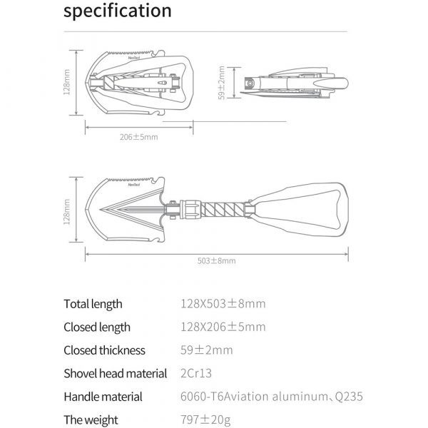 Многофункциональная складная лопата NEXTool Folding Shovel NE20033 — изображение 9