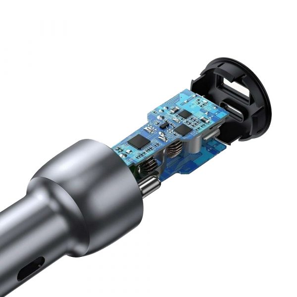 Автомобильное зарядное устройство UGREEN CD213 (60980) USB-C PD+USB-A QC 52.5W Fast Car Charger. Цвет: серый — изображение 3