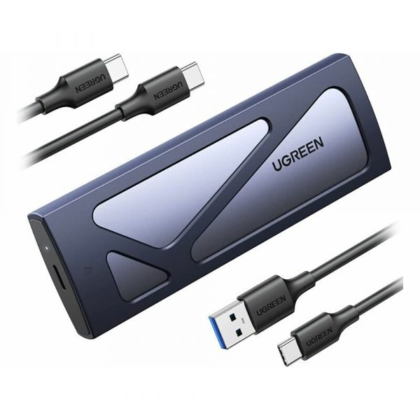 Бокс внешний для жесткого диска UGREEN CM578 (15512) M.2 NVMe SSD Enclosure с кабелем USB-C к USB-C и USB-C к USB-A. Цвет: серый космос — изображение 3