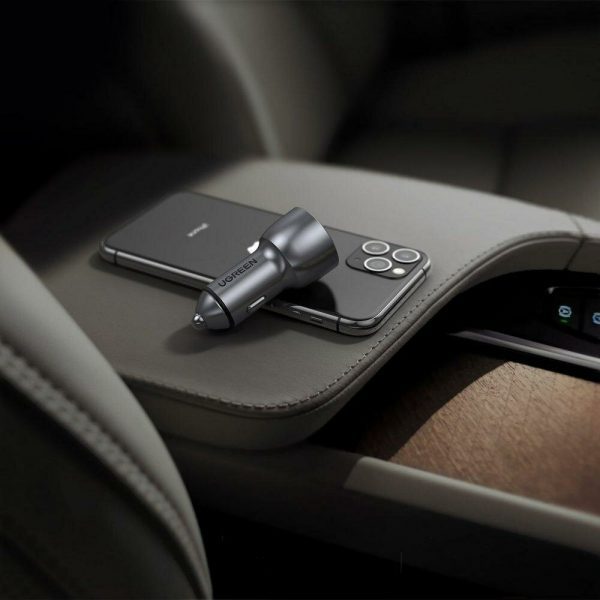 Автомобильное зарядное устройство UGREEN CD213 (60980) USB-C PD+USB-A QC 52.5W Fast Car Charger. Цвет: серый — изображение 10