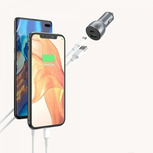 Автомобильное зарядное устройство UGREEN CD213 (60980) USB-C PD+USB-A QC 52.5W Fast Car Charger. Цвет: серый — изображение 8